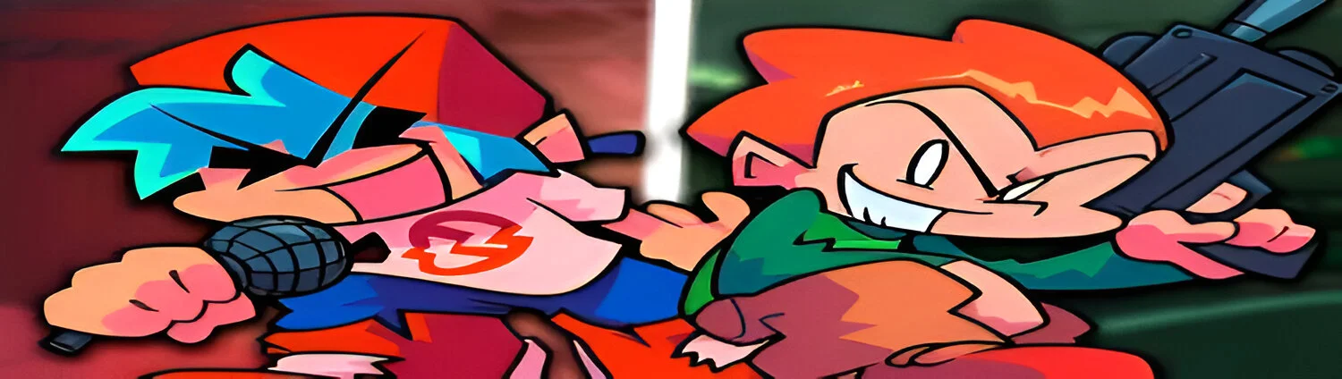 Cena de gameplay de Friday Night Funkin' mostrando um duelo de dança entre os personagens principais.