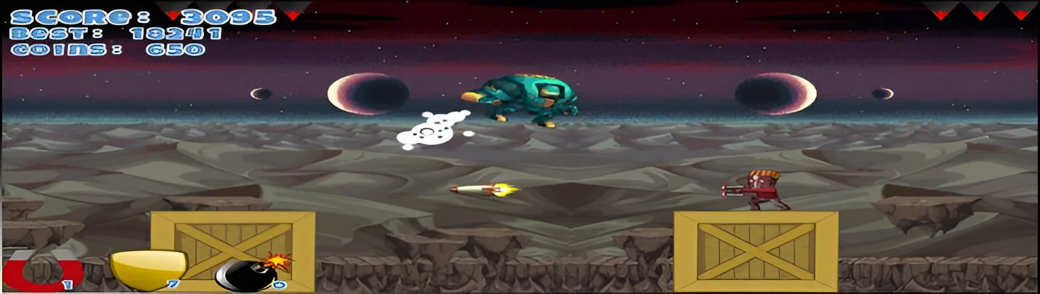 Heróis em ação no jogo Gravity Heroes, preparando-se para enfrentar inimigos em uma arena futurista.