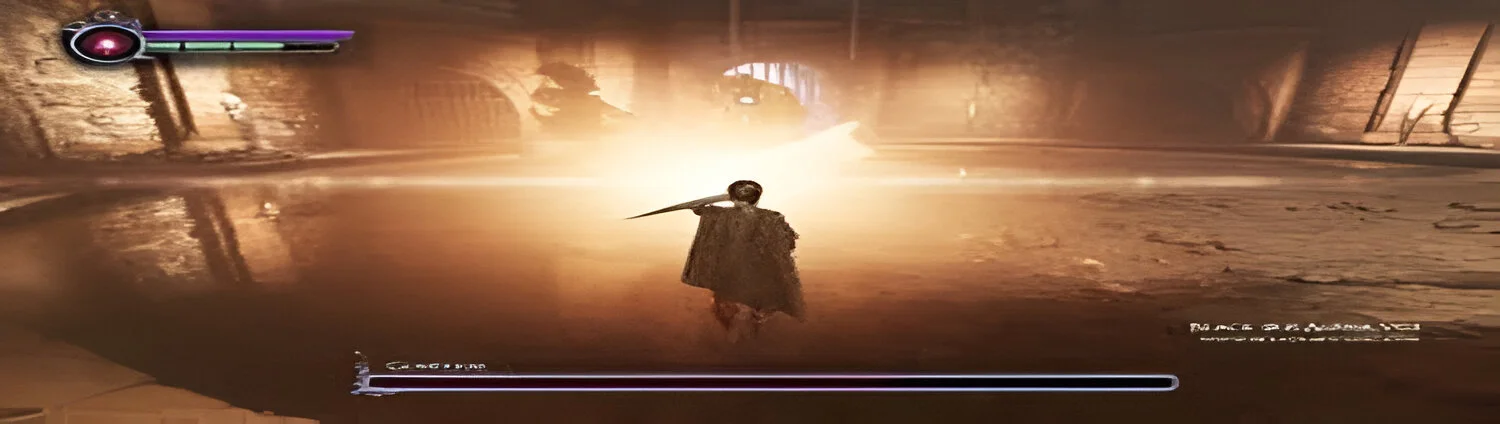 Personagem explorando um cenário apocalíptico em estilo retrô de PS1.