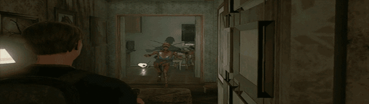 Ambiente tenso e opressor de Colina: Legacy, com Alex enfrentando seus medos em um cenário de terror psicológico.